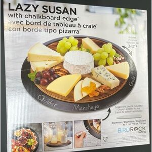 Birdrock Home Lazy Susan wooden with chalkboard edge 18 inch New in box